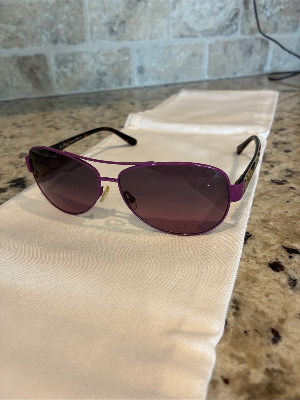 Vera Bradley Purple Aviator Sunglasses with Gradient Lenses